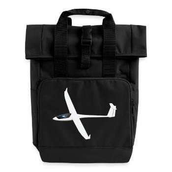 glider sailplane white - Roll Top Backpack with Two Handles - black - Front