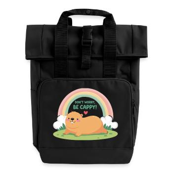 Dont Worry Be Cappy - Roll Top Backpack with Two Handles - black - Front