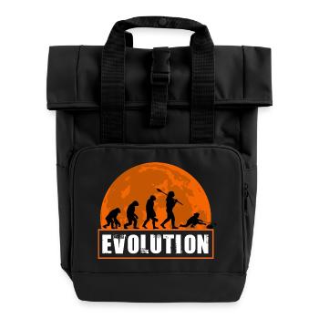 Evolution of Curling Winter Sports Curly Player - Roll Top Backpack with Two Handles - black - Front