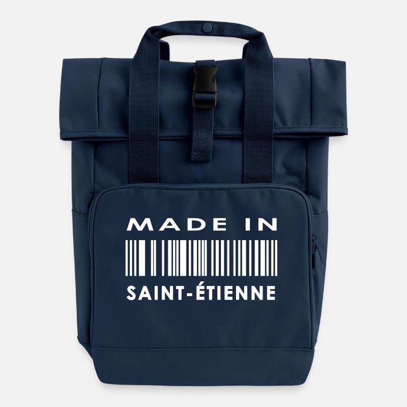 Saint-Étienne - Roll Top Backpack with Two Handles - navy