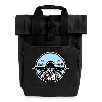 Jet Pilot / Kampfpilot 01_schwarz weiß - Rolltop Rucksack mit zwei Griffen - Schwarz - Vorne