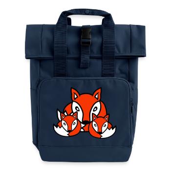3 Foxes Friends Family Three Kids Crew Team Cute - Roll Top Backpack with Two Handles - navy - Front