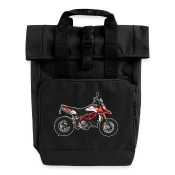 Superbike // Illustration - Roll Top Backpack with Two Handles - black - Front