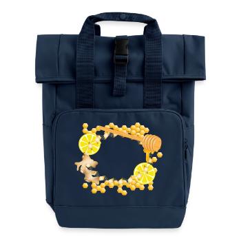 Ginger-Lemon-Honey Frame – Feel-Good Motif - Roll Top Backpack with Two Handles - navy - Front