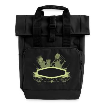 Bannière de jardin décorative avec outils - Sac à dos Roll Top à deux anses - noir - Devant