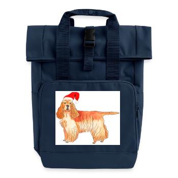 Amerikanischer CockerSpaniel Weihnachtsaufkleber - Rolltop Rucksack mit zwei Griffen - Navy - Vorne