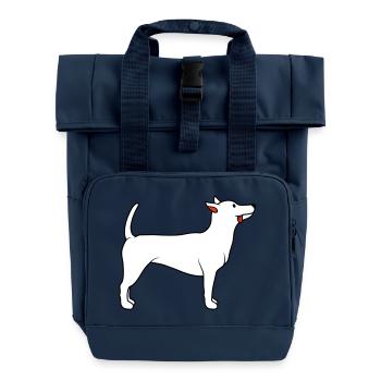 Dear dog sticks out his tongue happily - Roll Top Backpack with Two Handles - navy - Front