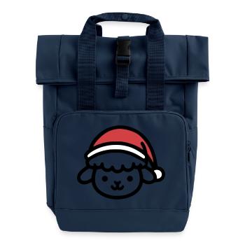 Christmas Cute Sheep - Roll Top Backpack with Two Handles - navy - Front