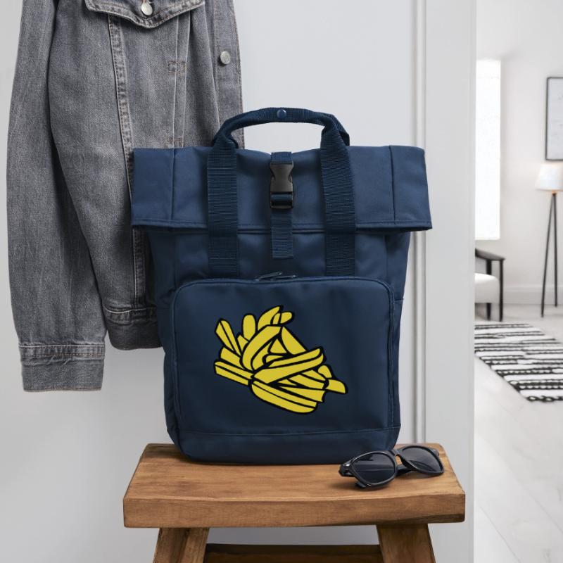Pommes frites oder Chips Rolltop Rucksack mit zwei Griffen