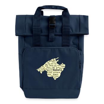Mallorca Wordcloud Island Holidays Sun - Roll Top Backpack with Two Handles - navy - Front