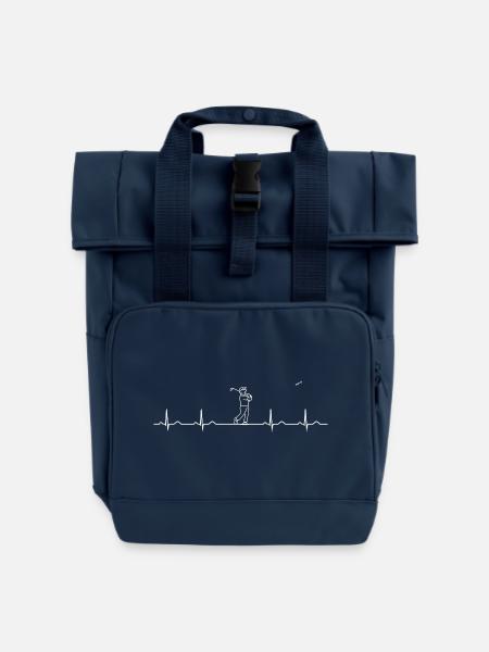 My heart beats for golf - Roll Top Backpack with Two Handles - navy