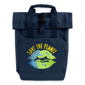 Save the world vintage look - Roll Top Backpack with Two Handles - navy - Front