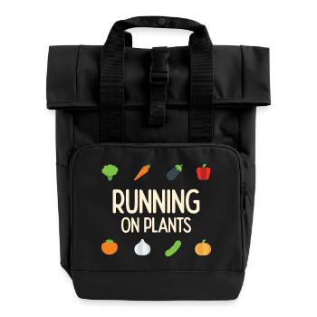 Running On Plants - Roll Top Backpack with Two Handles - black - Front
