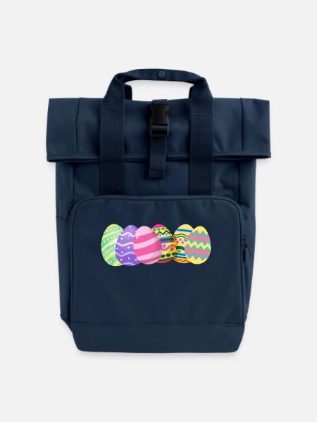 Ostereier - Rolltop Rucksack mit zwei Griffen - Navy