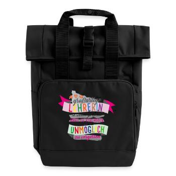 Großartige Lehrerin - Rolltop Rucksack mit zwei Griffen - Schwarz - Vorne