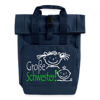 Grosse Schwester - Rolltop Rucksack mit zwei Griffen - Navy - Vorne