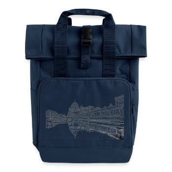 Bruecke Berlin Bleistiftzeichnung - Rolltop Rucksack mit zwei Griffen - Navy - Vorne