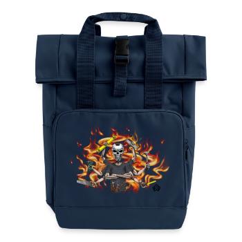 All-rounder, all-rounder, caretaker, craftsman - Roll Top Backpack with Two Handles - navy - Front