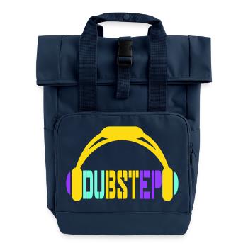 Dub Step Techno Musik Party Club Text Kopfhörer - Rolltop Rucksack mit zwei Griffen - Navy - Vorne