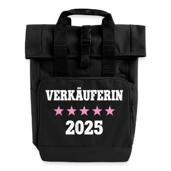 Verkäuferin 2025 Neuer Job Arbeit Ausbildung Lehre - Rolltop Rucksack mit zwei Griffen - Schwarz - Vorne