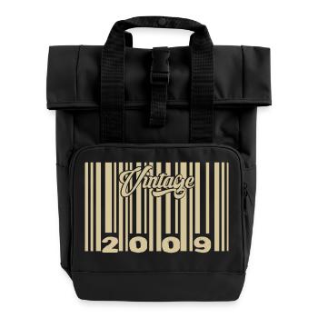 Jahrgang 2009 Barcode 2009: Jahr 2025. - Rolltop Rucksack mit zwei Griffen - Schwarz - Vorne
