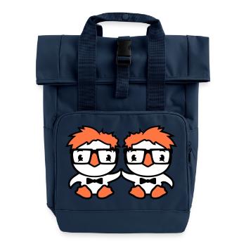 2 Birds Nerd Geek Smart Intelligent Horn-Rimmed Glasses - Roll Top Backpack with Two Handles - navy - Front