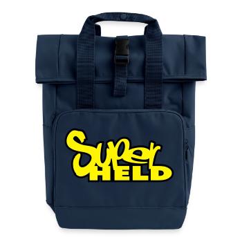 superhero - Roll Top Backpack with Two Handles - navy - Front