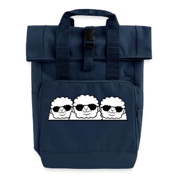 3 DJ Schafe Hinter Zaun Mauer Sonnenbrille Freunde - Rolltop Rucksack mit zwei Griffen - Navy - Vorne