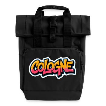 Cologne Graffiti Style | Köln Shirt - Rolltop Rucksack mit zwei Griffen - Schwarz - Vorne