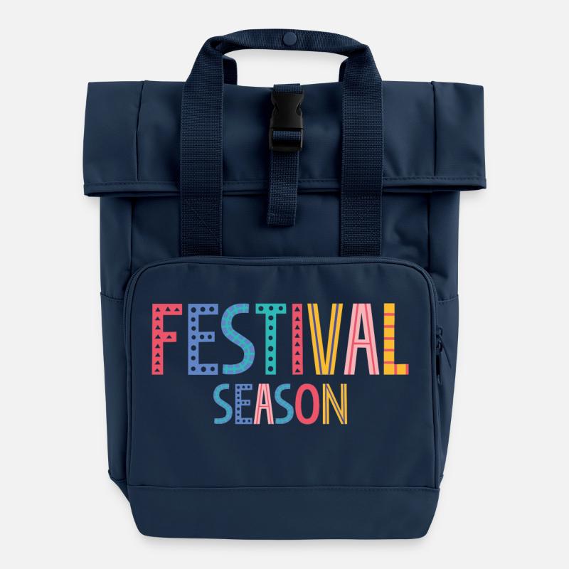 festival - Roll Top Backpack with Two Handles - navy