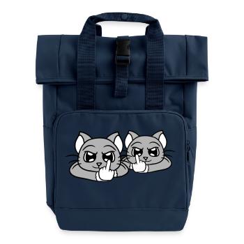 Nasty Cats Friends Middle Finger Insult Team - Roll Top Backpack with Two Handles - navy - Front