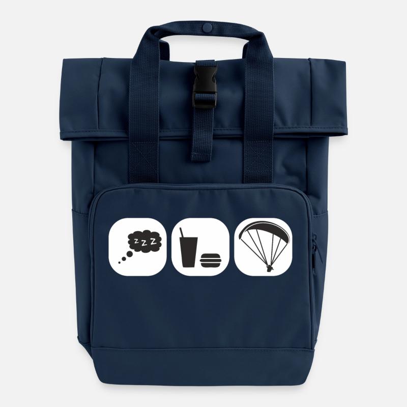 eat sleep paragliding - Roll Top Backpack with Two Handles - navy