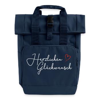 Herzlichen Glückwunsch - Rolltop Rucksack mit zwei Griffen - Navy - Vorne