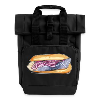 Fischsemmel // Illustration - Rolltop Rucksack mit zwei Griffen - Schwarz - Vorne