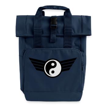 Yin Yang - Roll Top Backpack with Two Handles - navy - Front