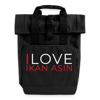 INDONET I Love Ikan Asin - Roll Top Backpack with Two Handles - black - Front