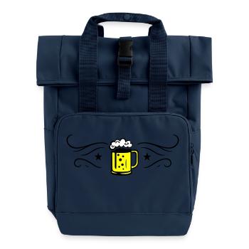 Beer Beer Mug Icon - Roll Top Backpack with Two Handles - navy - Front
