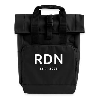 RDN Est. 2023 Registered Dietitian Nutritionist - Roll Top Backpack with Two Handles - black - Front