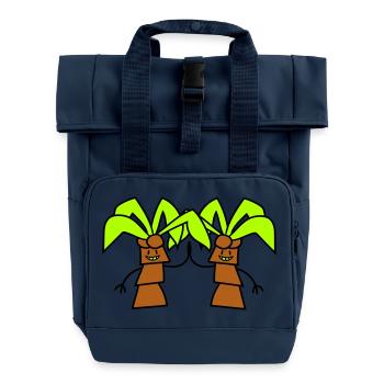 2 Lustige Süße Palmen Begrüßung Comic Gesicht Team - Rolltop Rucksack mit zwei Griffen - Navy - Vorne