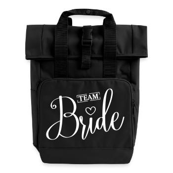 Team Bride Heart Wedding - Roll Top Backpack with Two Handles - black - Front