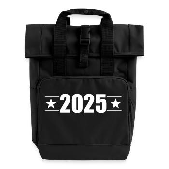 2025 year - Roll Top Backpack with Two Handles - black - Front