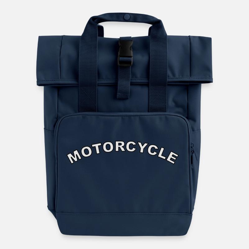 motorcycle - Roll Top Backpack with Two Handles - navy