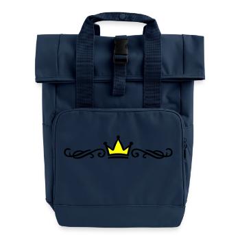 Ornement de couronne - Sac à dos Roll Top à deux anses - bleu marine - Devant