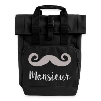 Monsieur Moustache Big white - Rolltop Rucksack mit zwei Griffen - Schwarz - Vorne