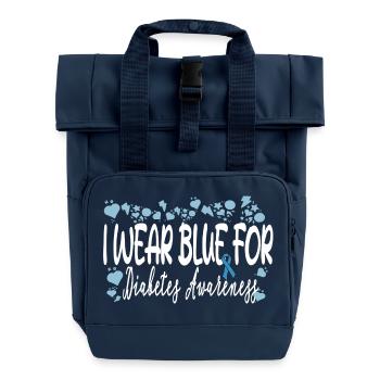 Je porte du bleu pour la sensibilisation au diabète bleu - Sac à dos Roll Top à deux anses - bleu marine - Devant