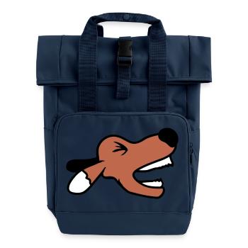 Dog, angry, biting, , barking, barking, loud, yapping - Roll Top Backpack with Two Handles - navy - Front