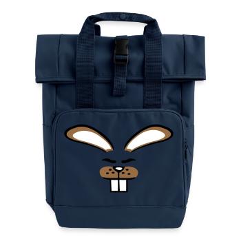 Hase Kaninchen Häschen Cartoon Kleintier niedlich - Rolltop Rucksack mit zwei Griffen - Navy - Vorne