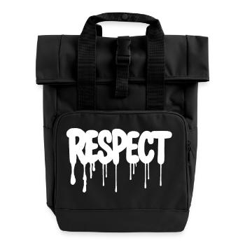 RESPECT Graffiti Design - Rolltop Rucksack mit zwei Griffen - Schwarz - Vorne