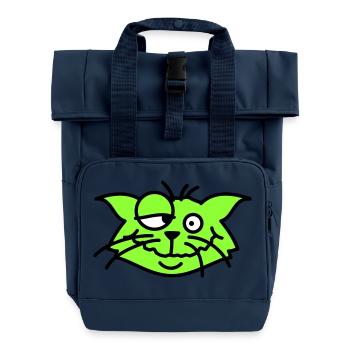 Chat confus plisse les yeux Drôle Folle Grimace - Sac à dos Roll Top à deux anses - bleu marine - Devant