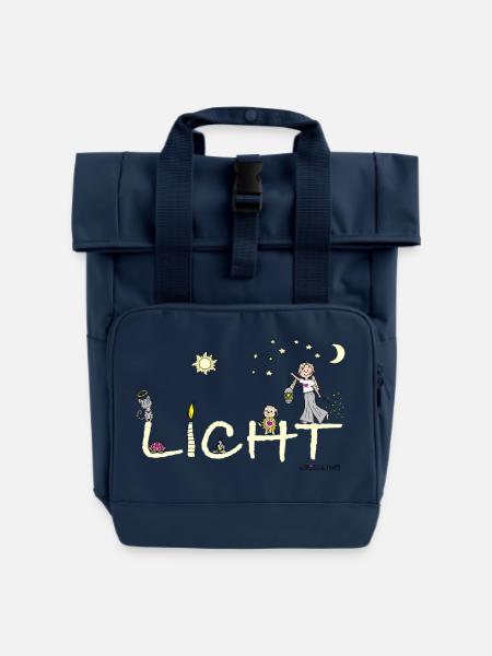 Bliss and Paw - Licht - Rolltop Rucksack mit zwei Griffen - Navy